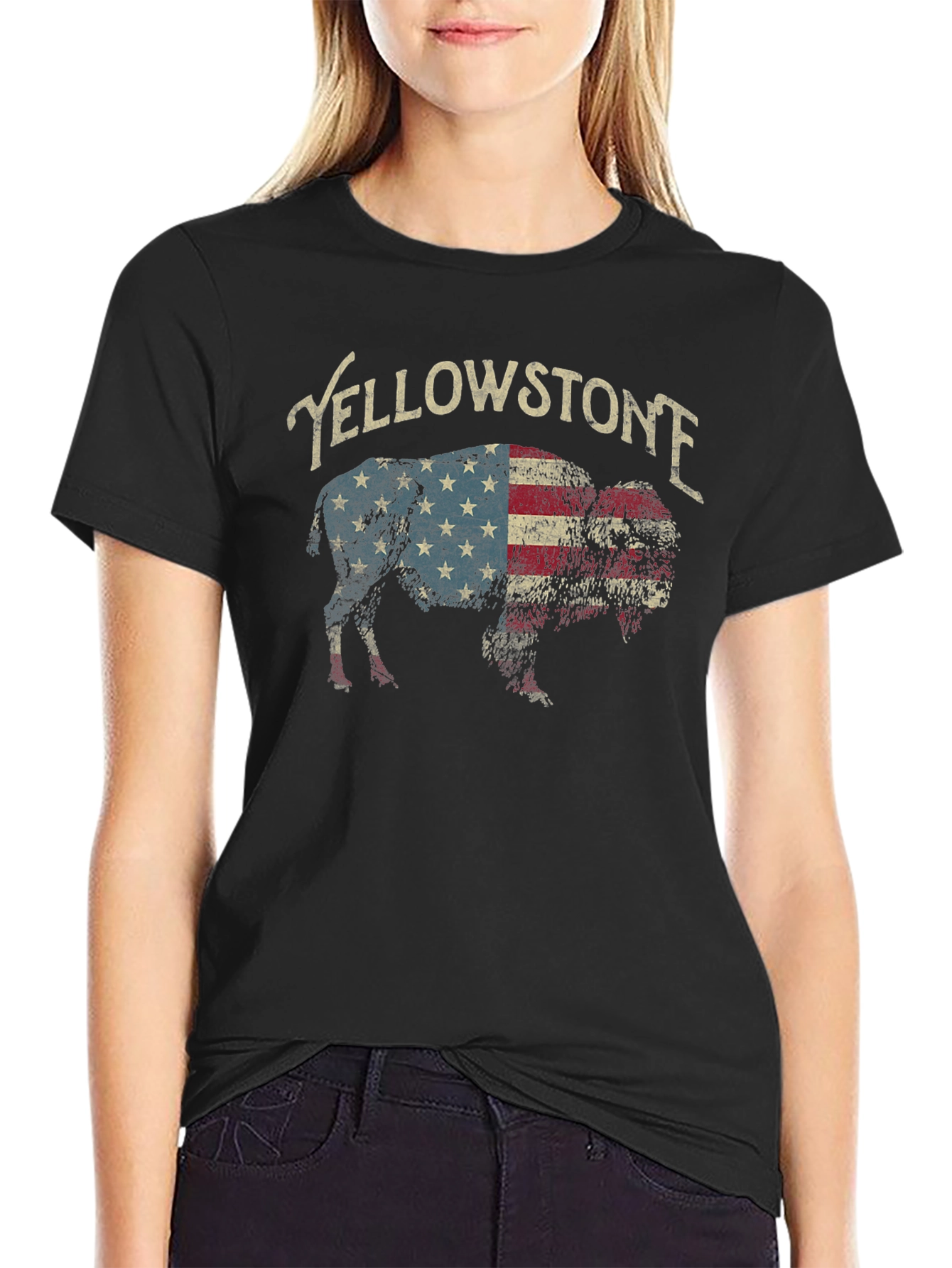 Yellowstone Buffalo American Flag T-Shirt