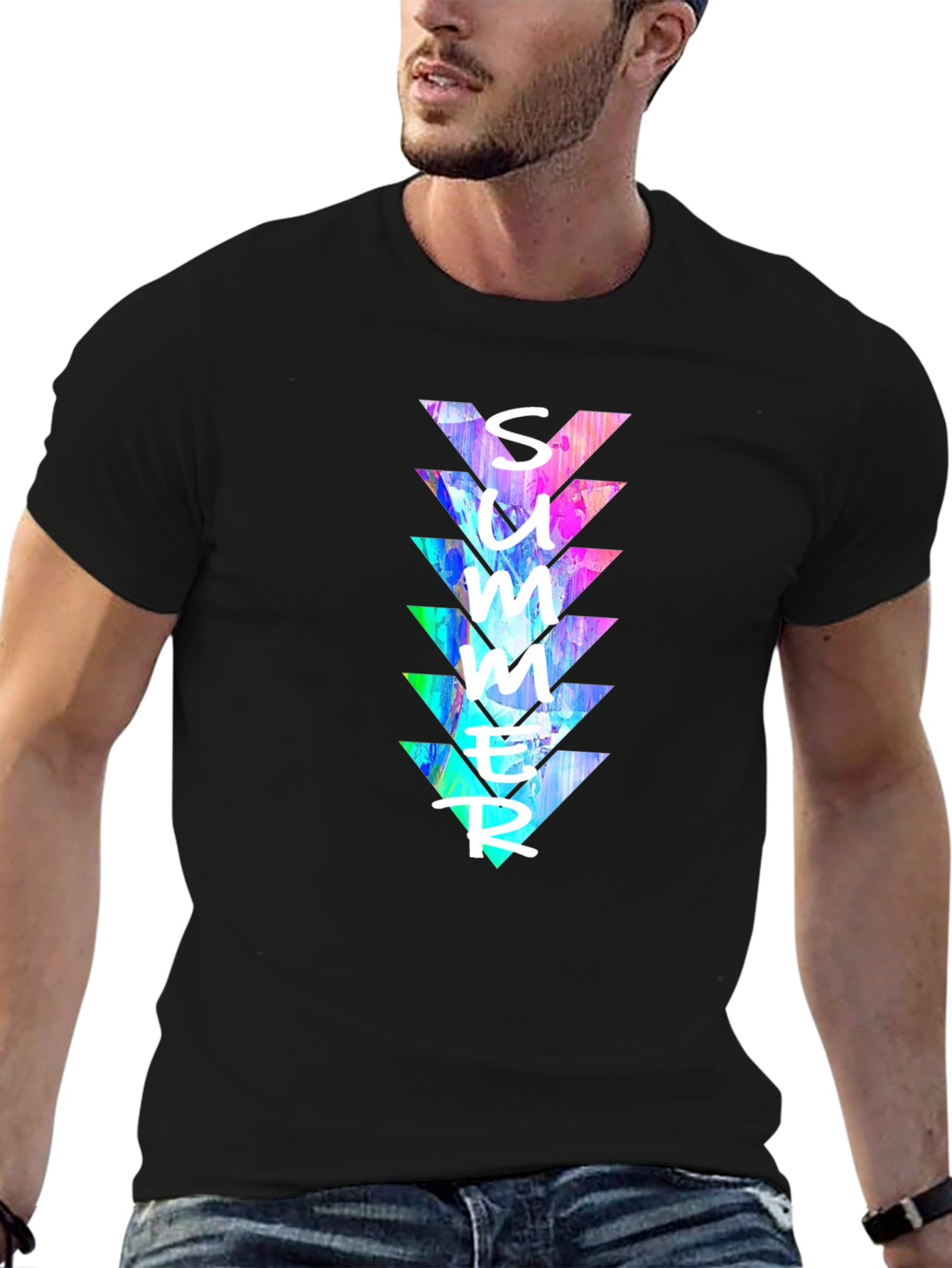 Summer Triangles Graphic Print Crew Neck T-Shirt