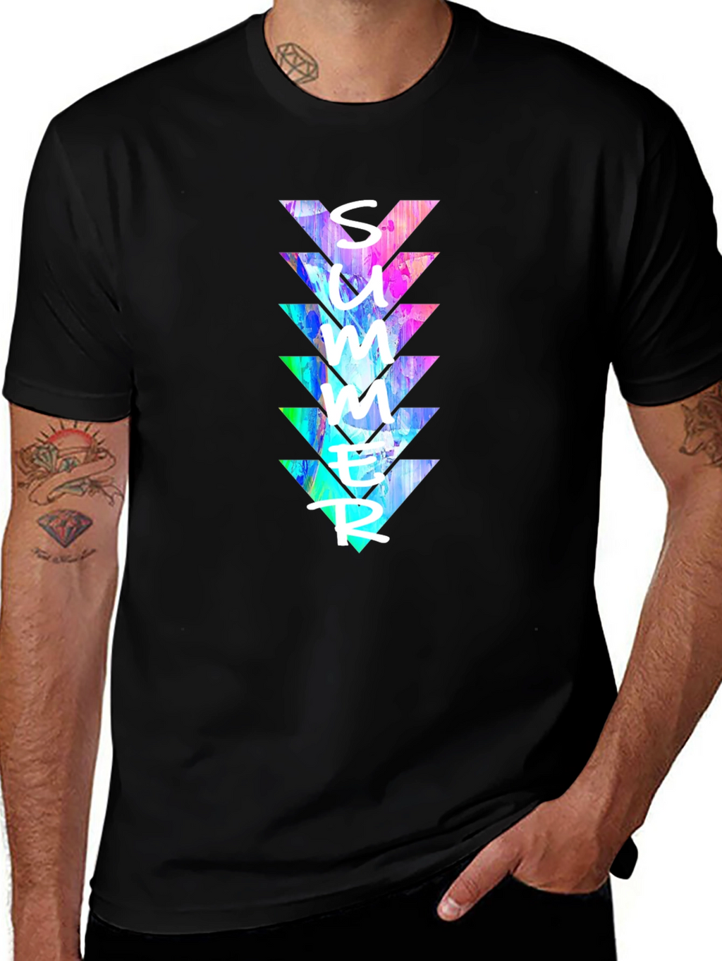 Summer Triangles Graphic Print Crew Neck T-Shirt