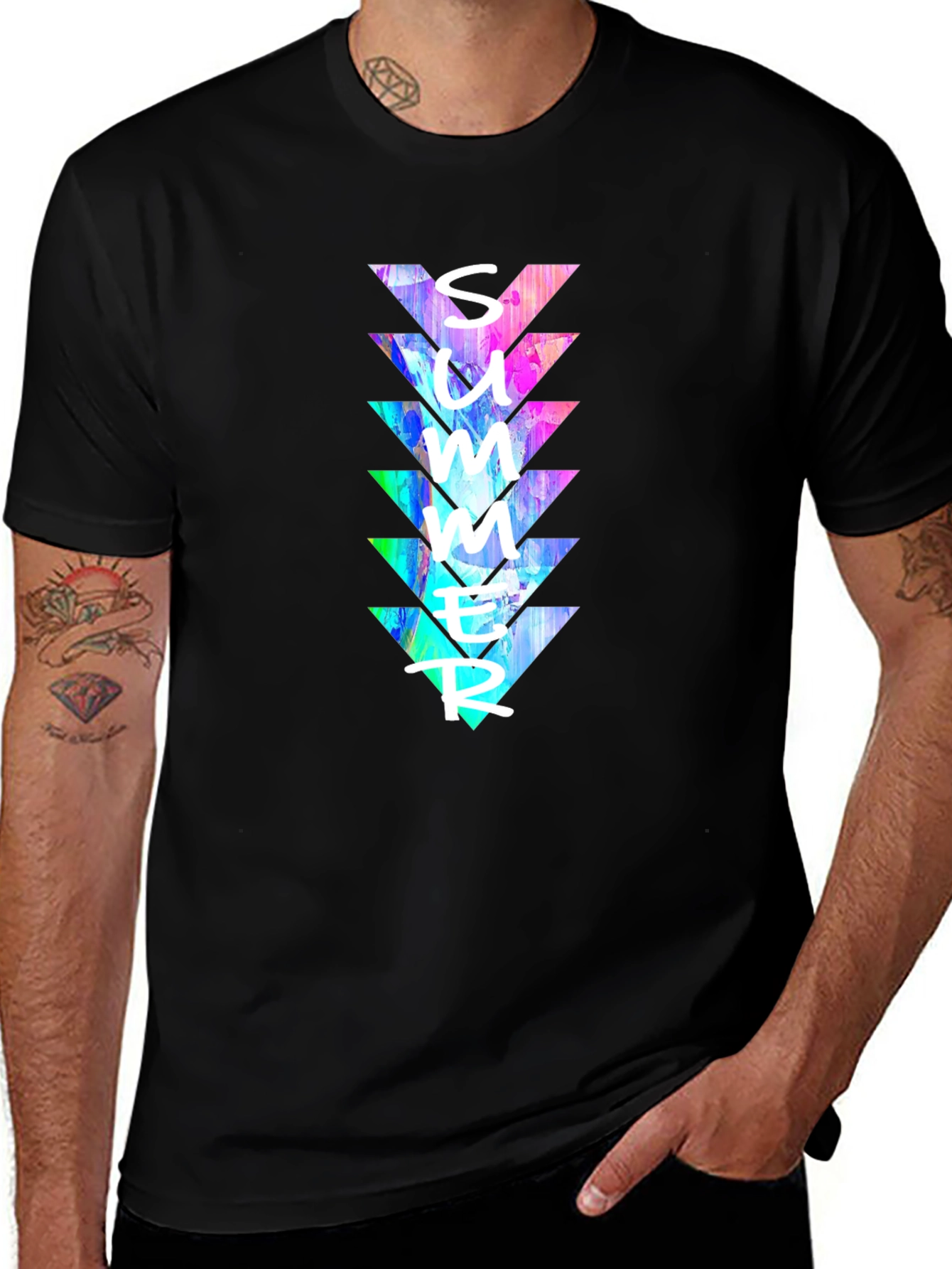Summer Triangles Graphic Print Crew Neck T-Shirt