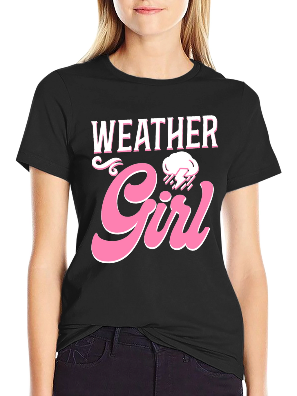 Weather Girl Graphic Tee - Trendy Womens Black T-Shirt