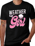 Weather Girl Graphic Tee - Trendy Womens Black T-Shirt