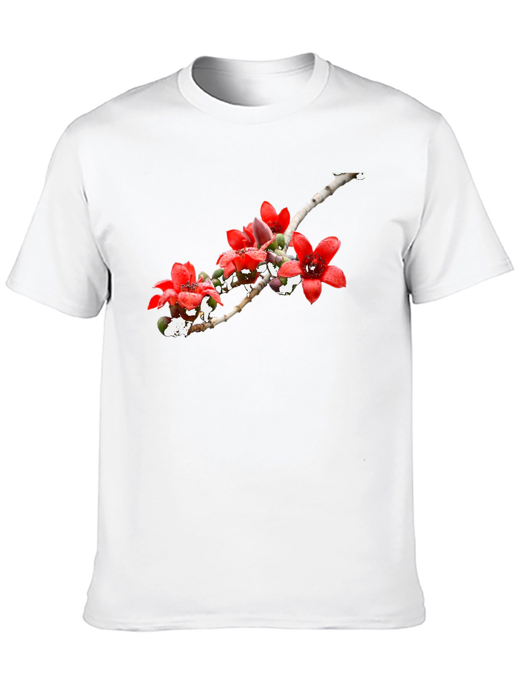 Floral Print Black Crew Neck T-Shirt