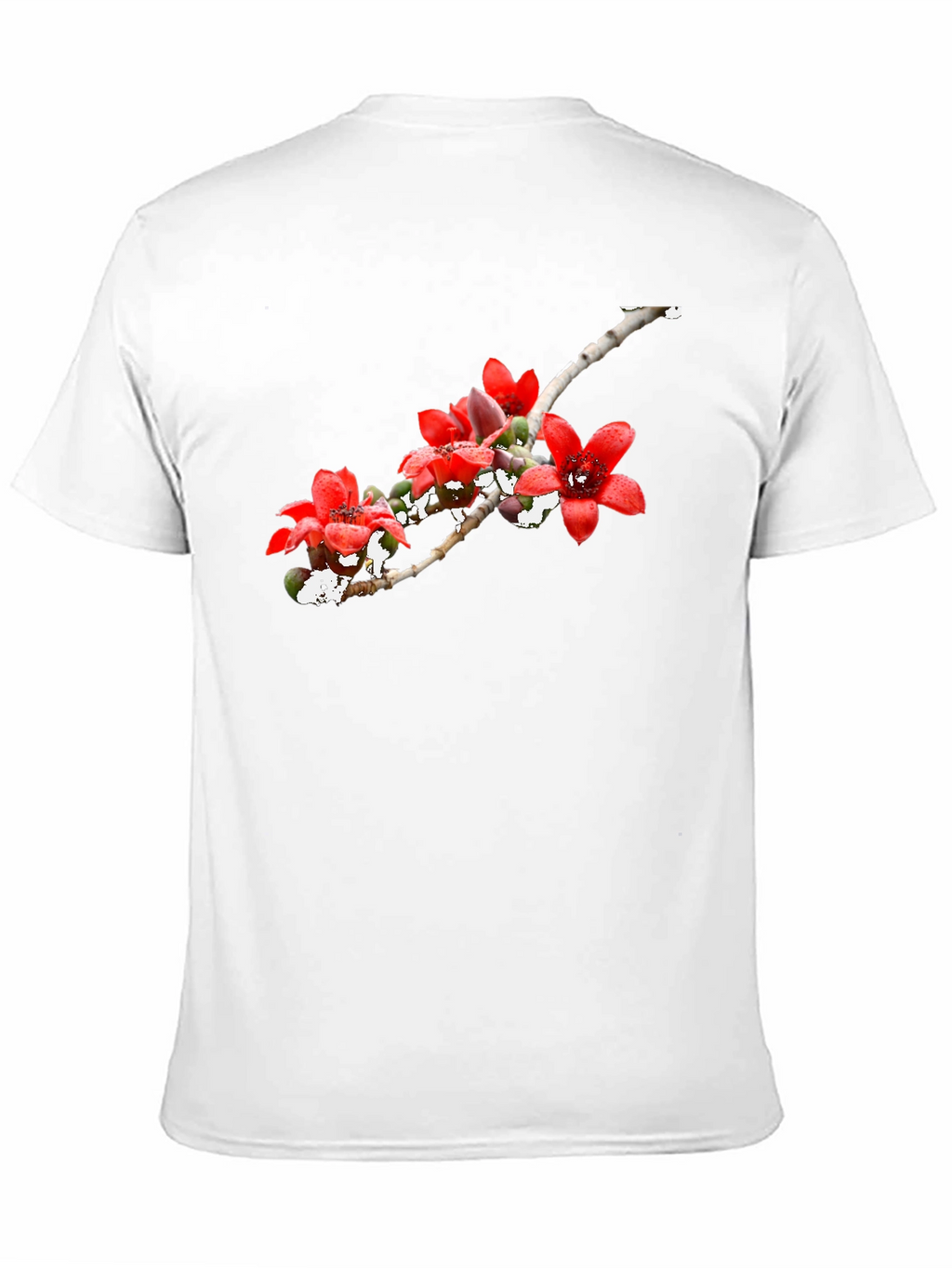 Floral Print Black Crew Neck T-Shirt