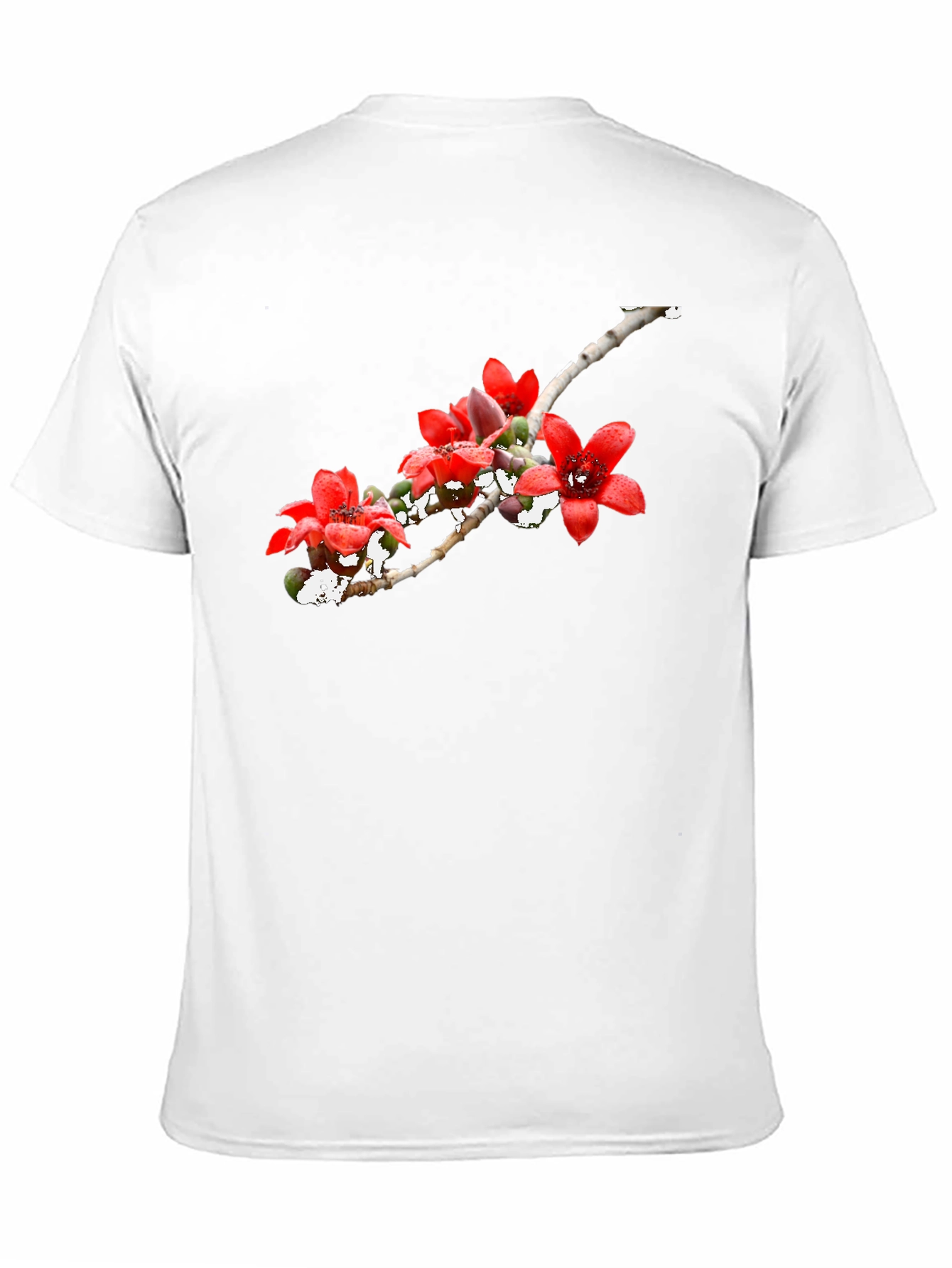 Floral Print Black Crew Neck T-Shirt