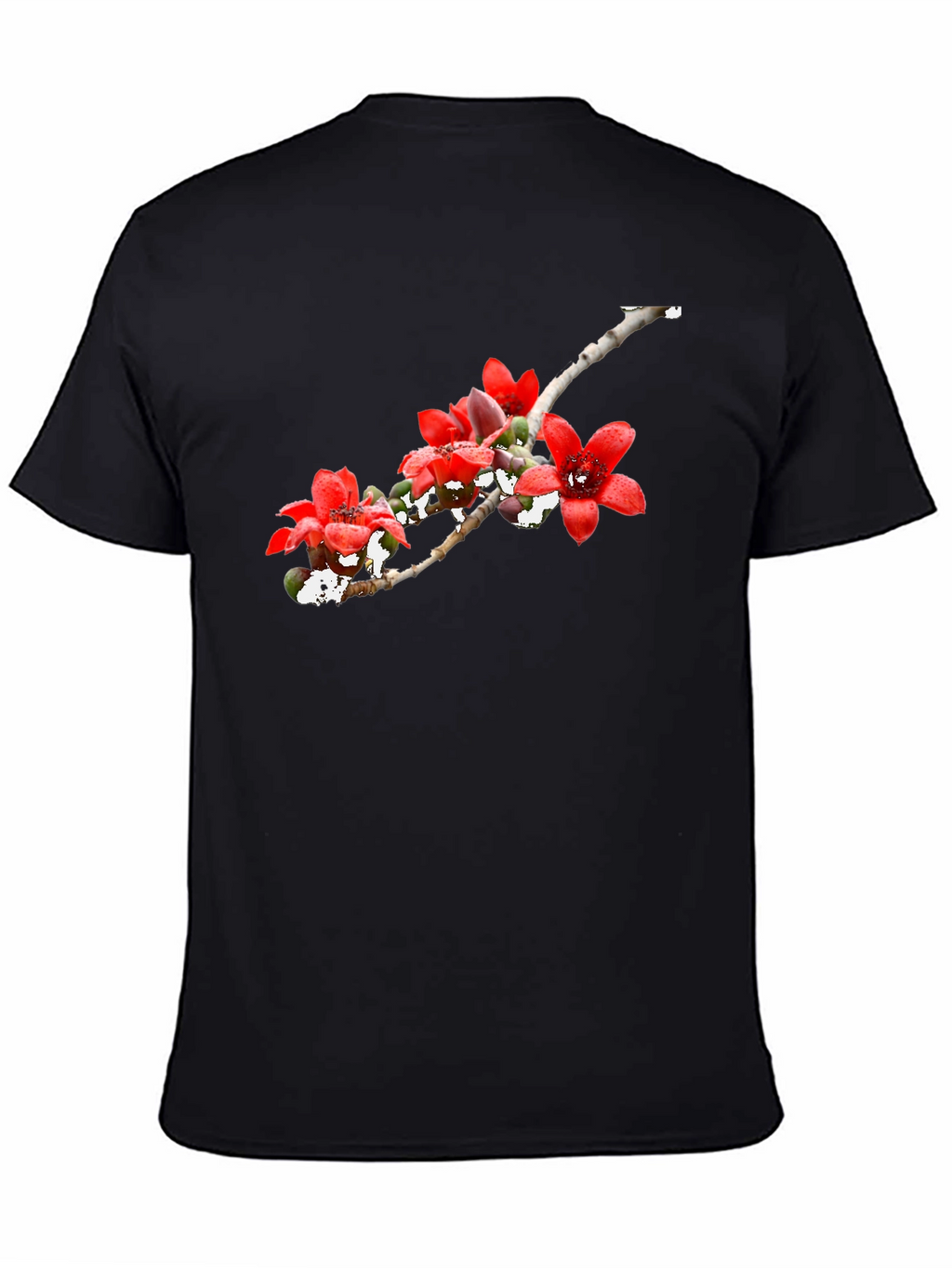 Floral Print Black Crew Neck T-Shirt