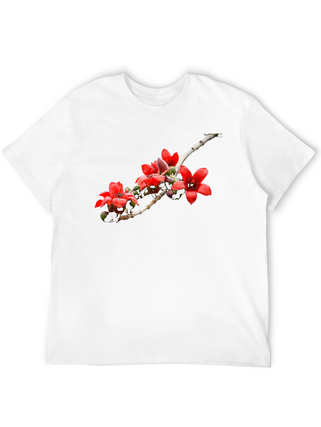 Floral Print Black Crew Neck T-Shirt