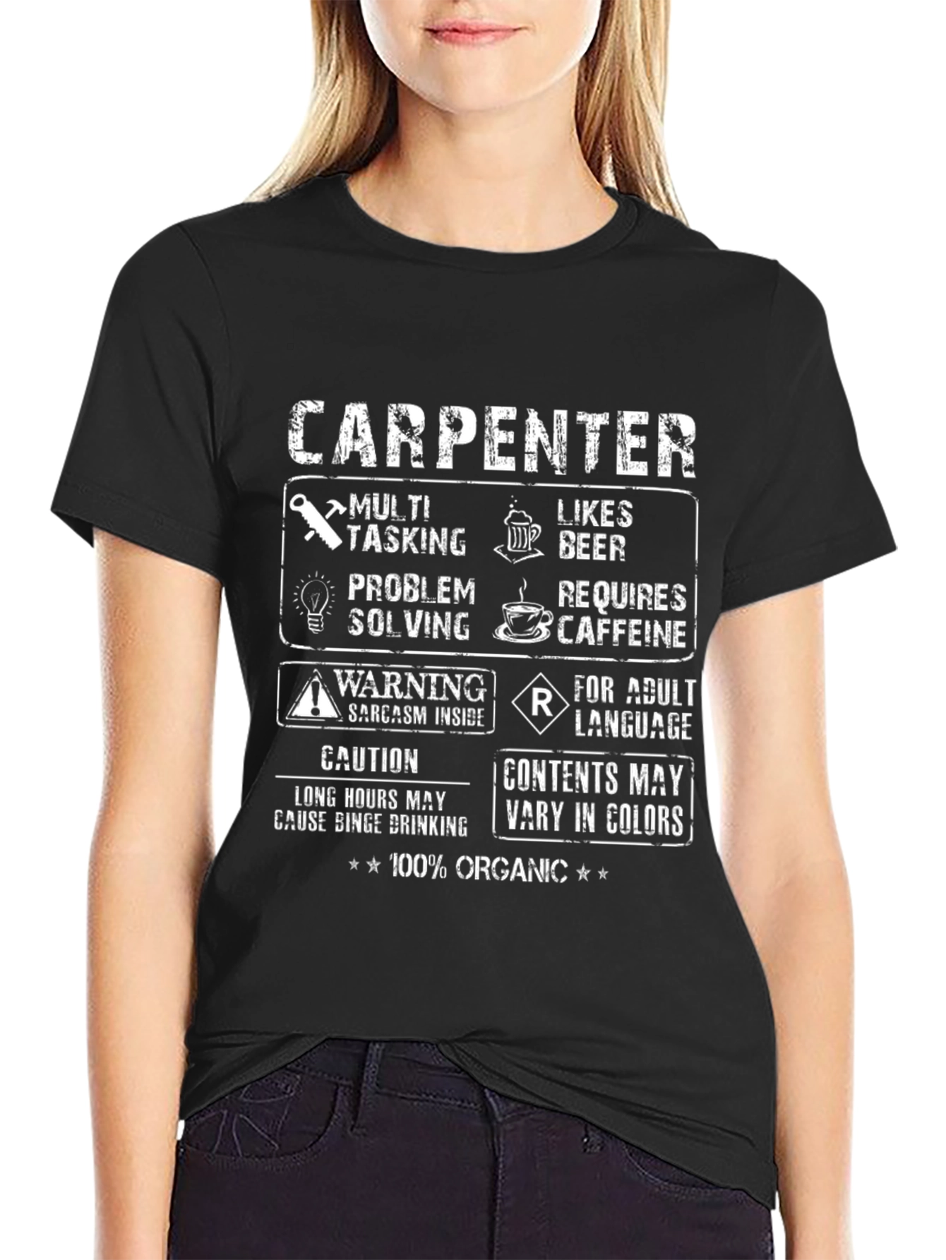 Carpenter T-Shirt: Multi-Tasking Likes Beer 100% Organic