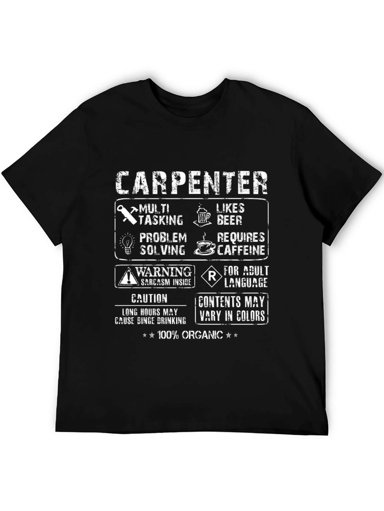 Carpenter T-Shirt: Multi-Tasking Likes Beer 100% Organic