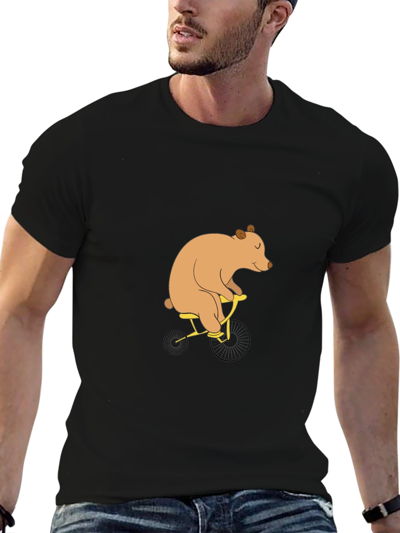 Bear on Bike Graphic Tee - Black T-Shirt