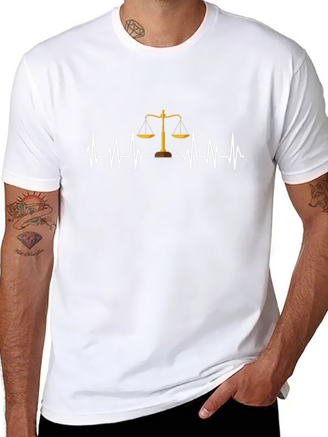 Lawyer Heartbeat T-Shirt - Justice Scales Graphic Tee