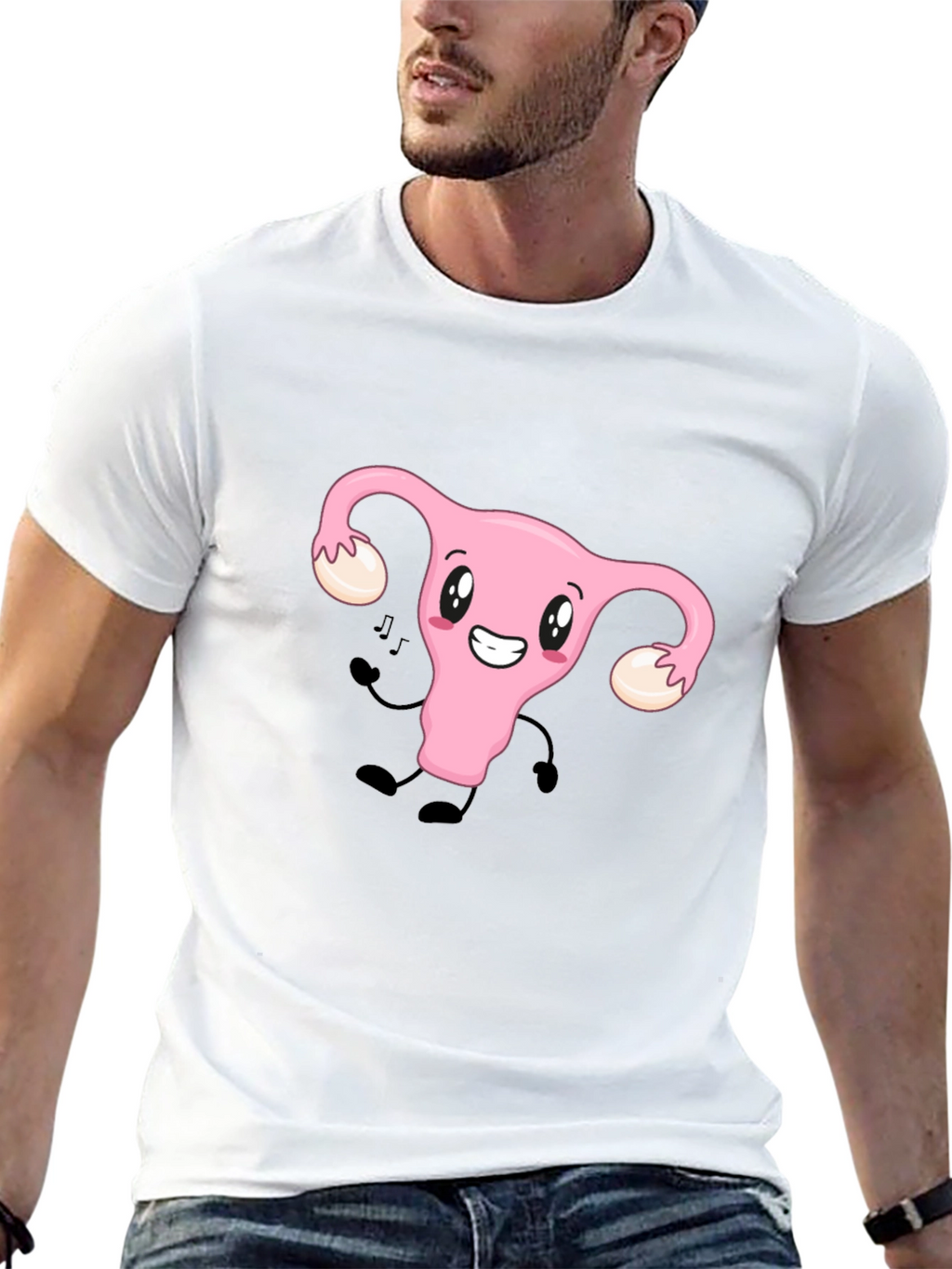Funny Uterus Tee - Black Cotton Graphic T-Shirt