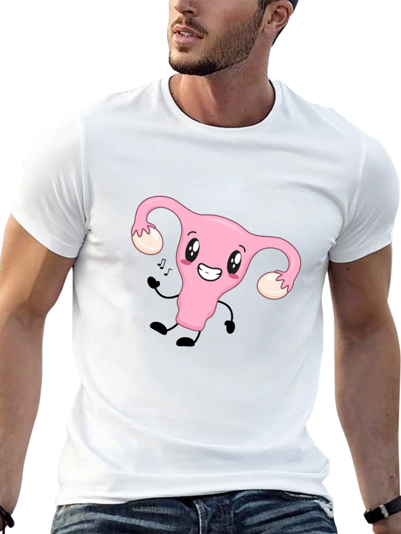 Funny Uterus Tee - Black Cotton Graphic T-Shirt
