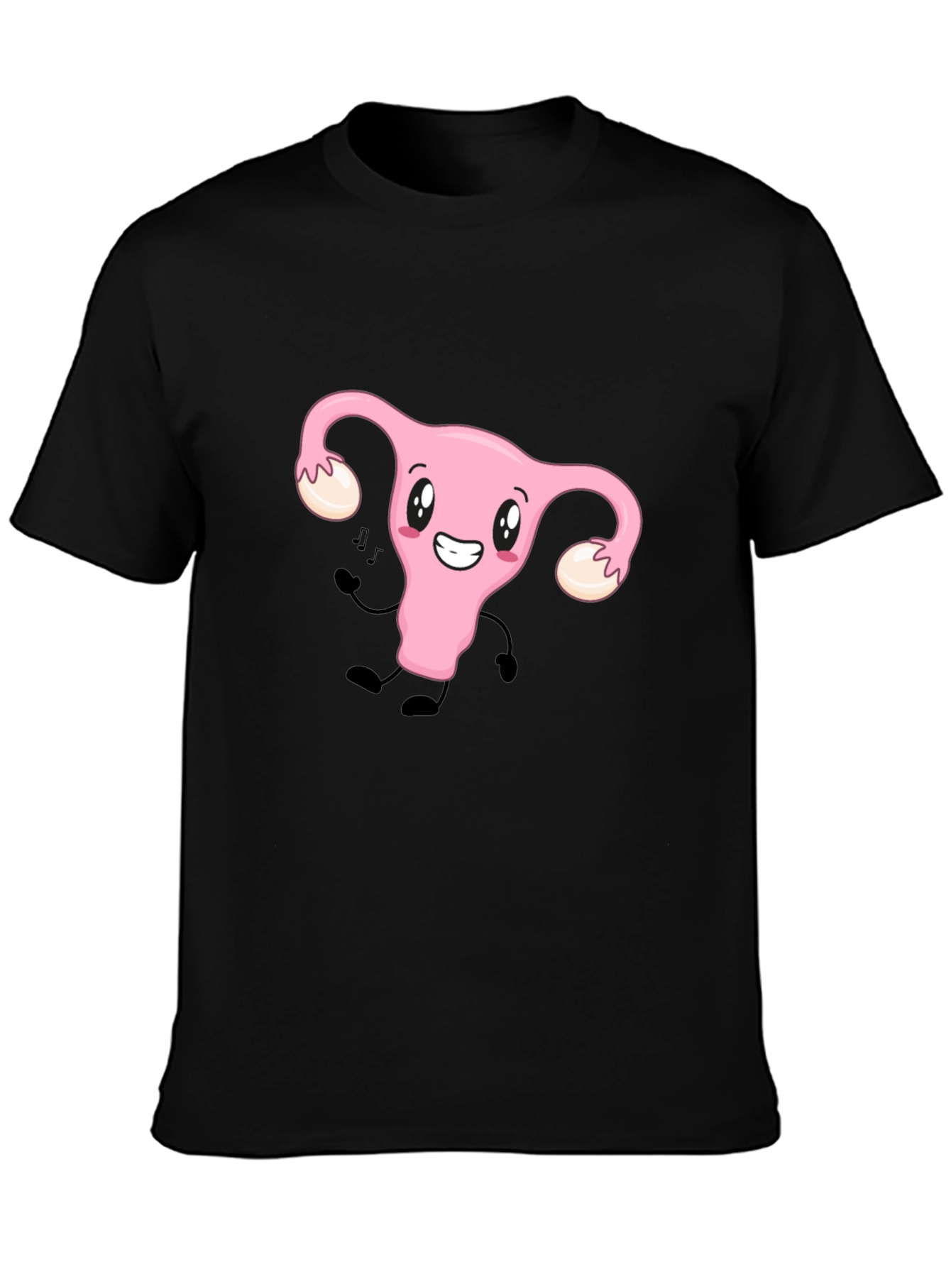 Funny Uterus Tee - Black Cotton Graphic T-Shirt