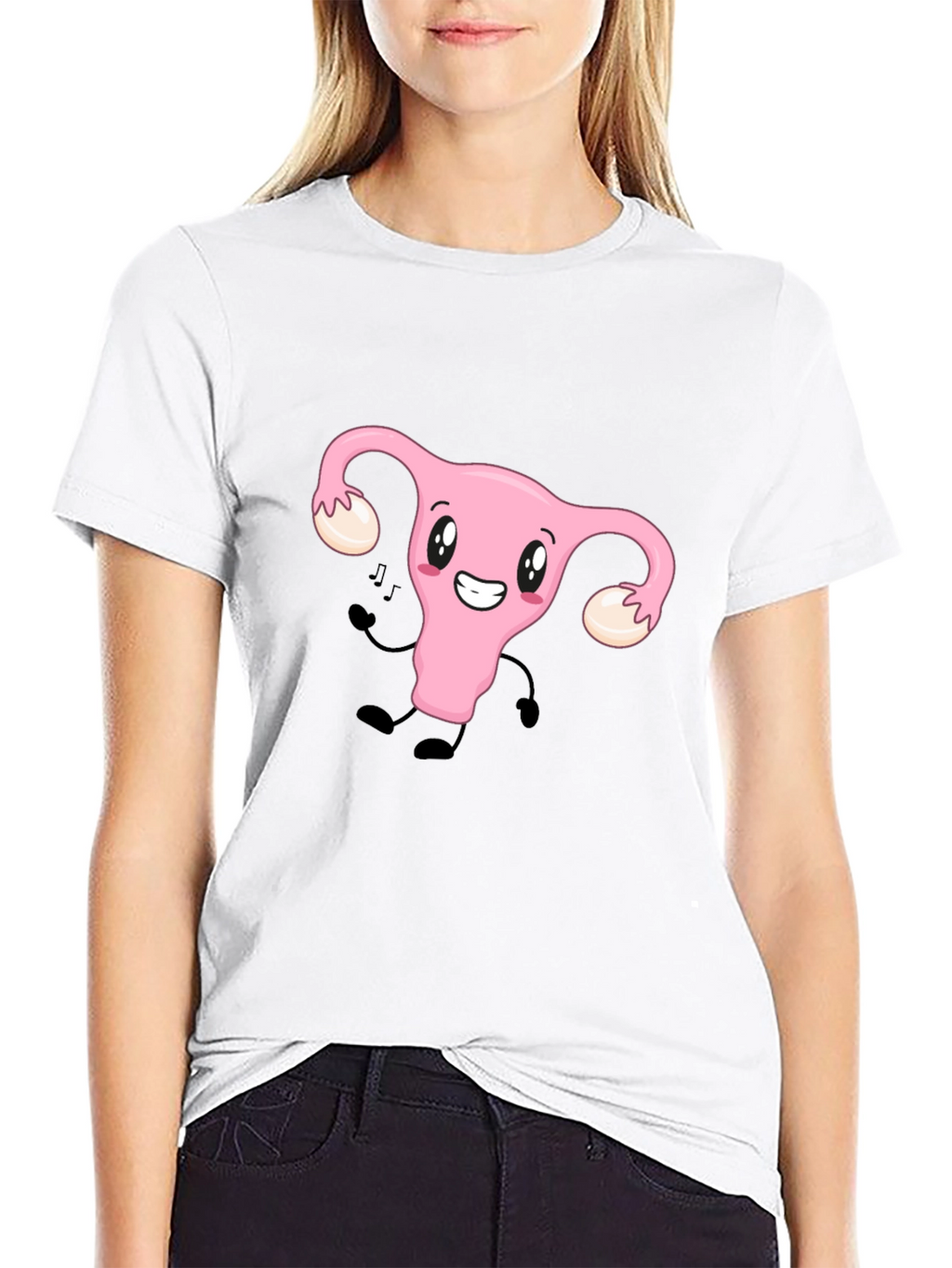 Funny Uterus Tee - Black Cotton Graphic T-Shirt