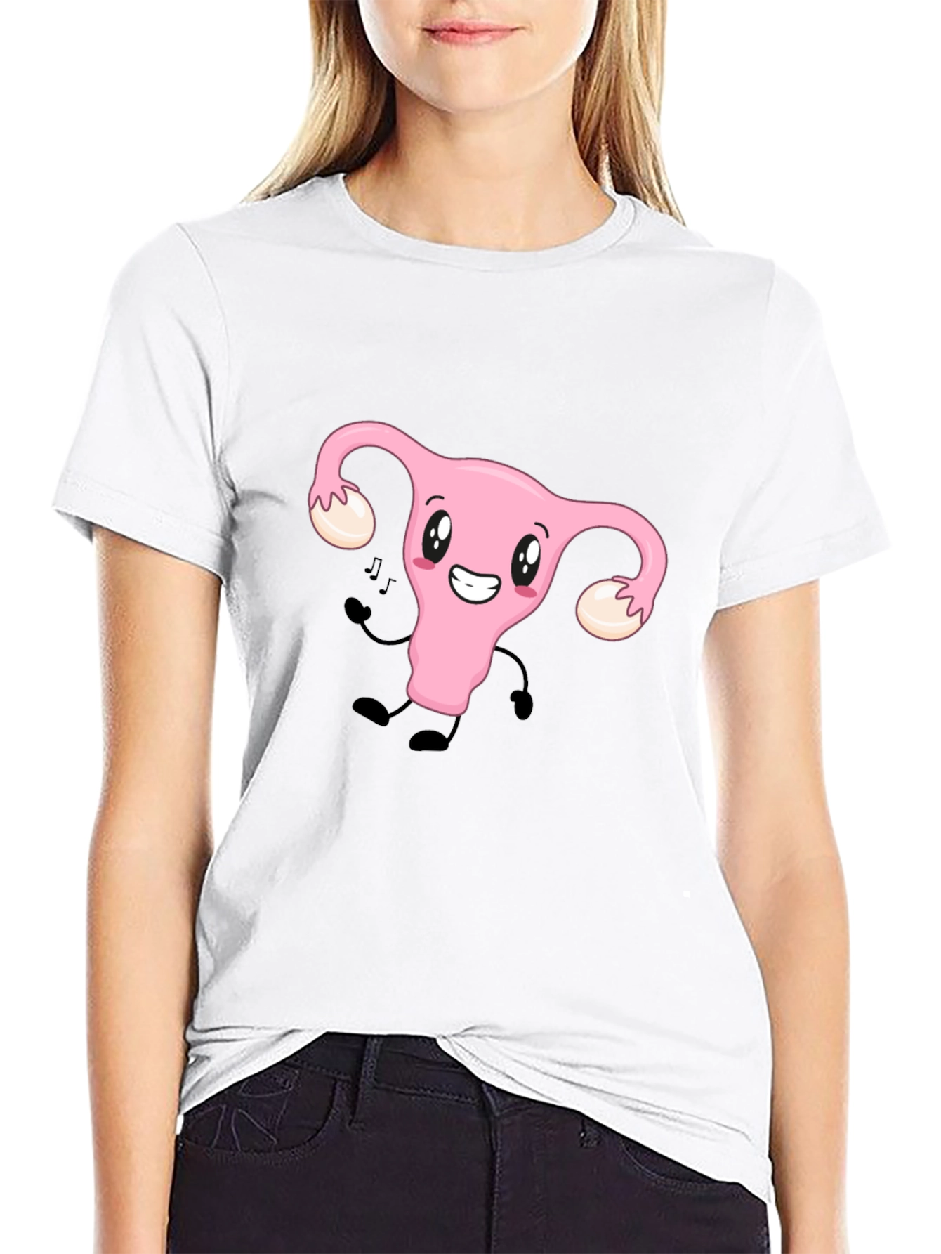 Funny Uterus Tee - Black Cotton Graphic T-Shirt