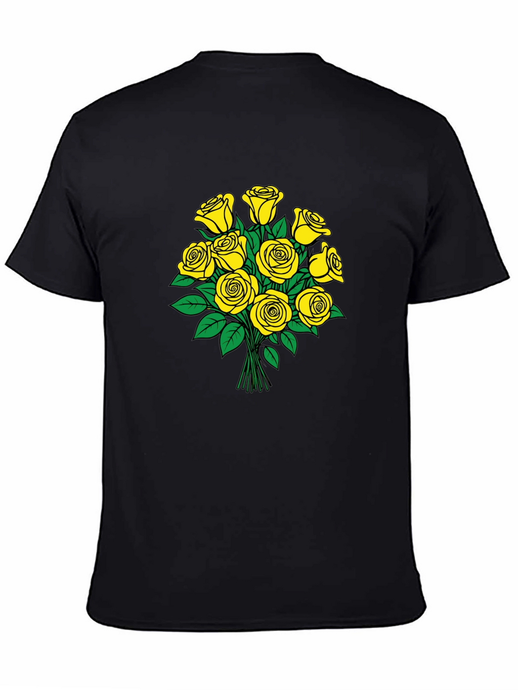 Yellow Roses Graphic Black T-Shirt