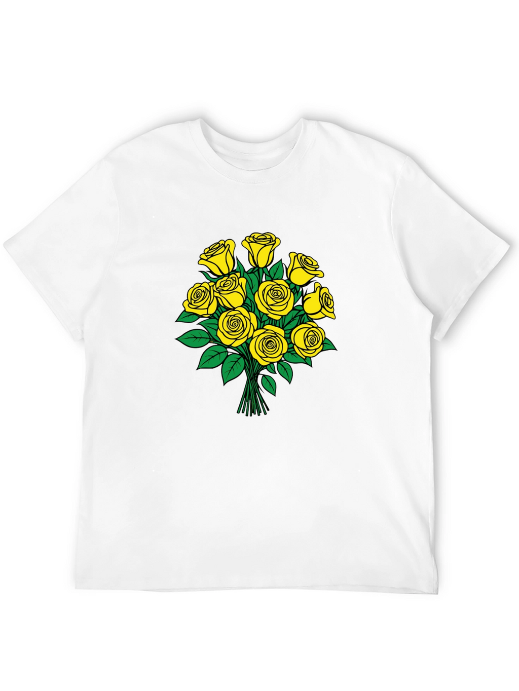Yellow Roses Graphic Black T-Shirt