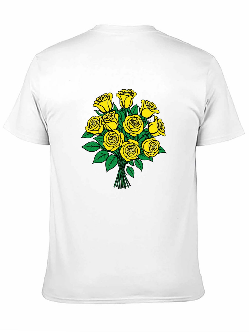 Yellow Roses Graphic Black T-Shirt