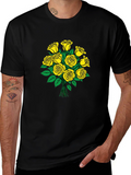 Yellow Roses Graphic Black T-Shirt