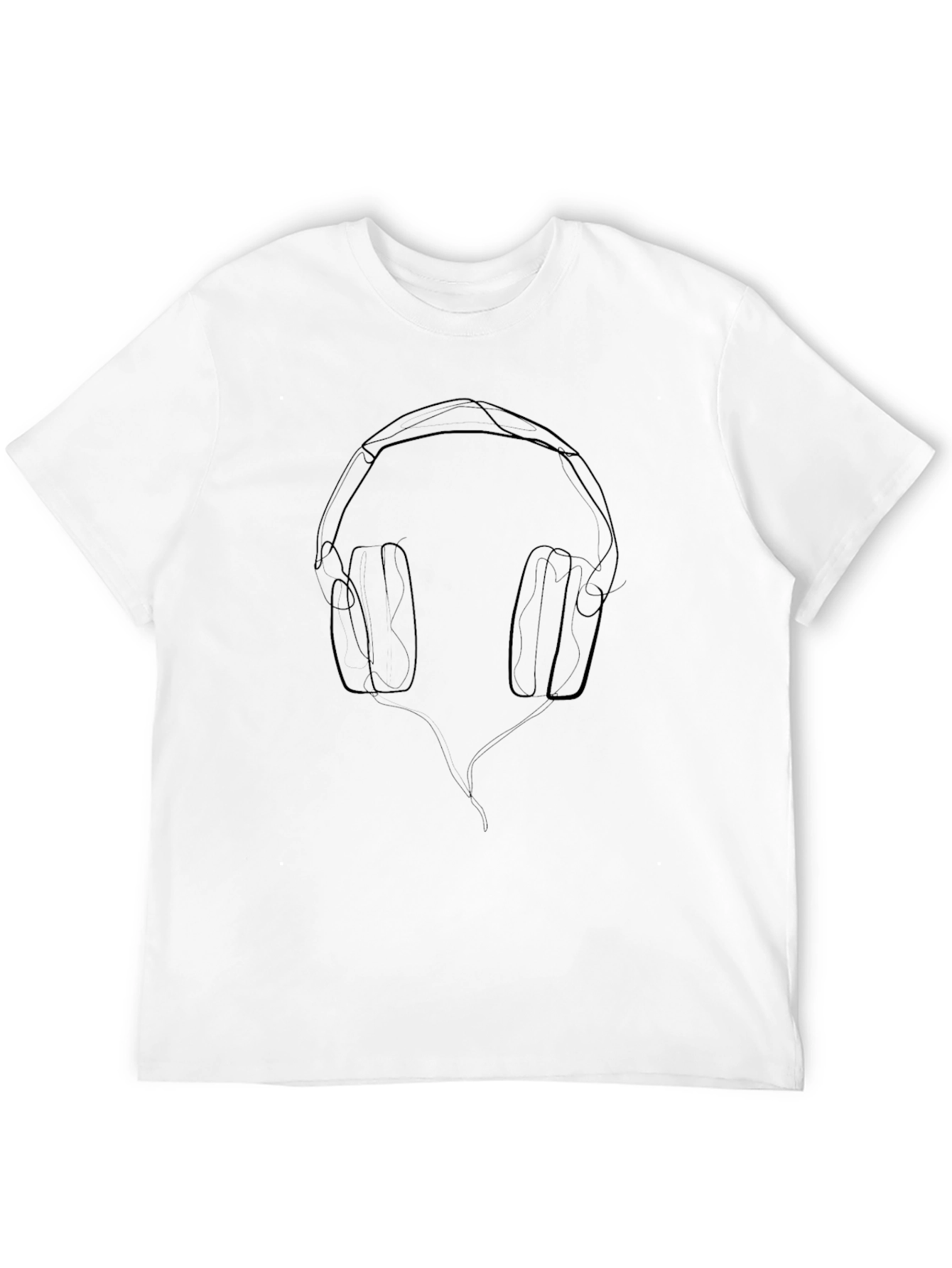 Minimalist Headphone Line Art T-Shirt