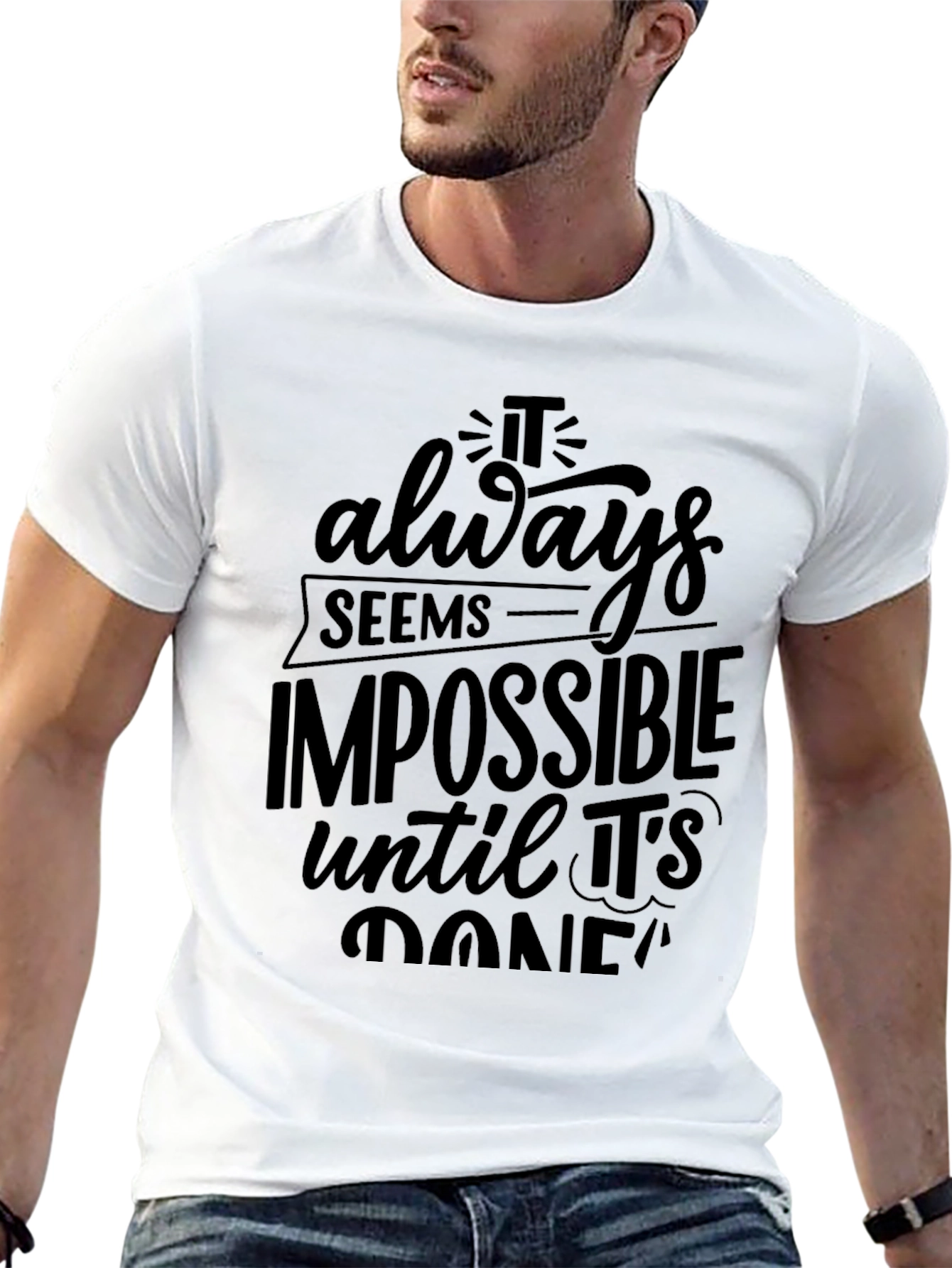 Motivational Black T-Shirt - Impossible Quote