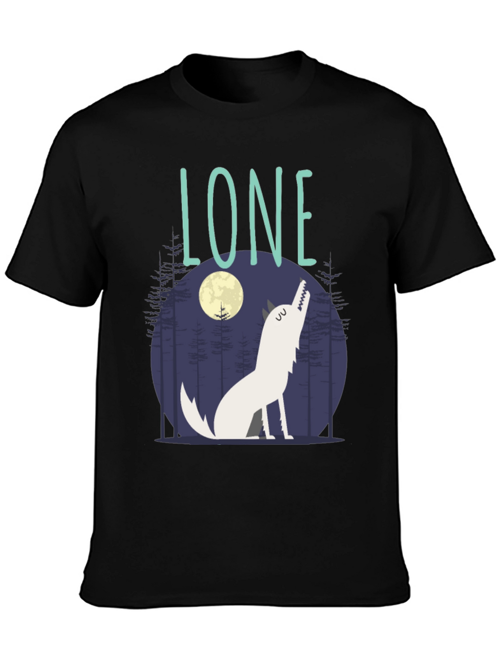 Lone Wolf Graphic Print Crew Neck T-Shirt
