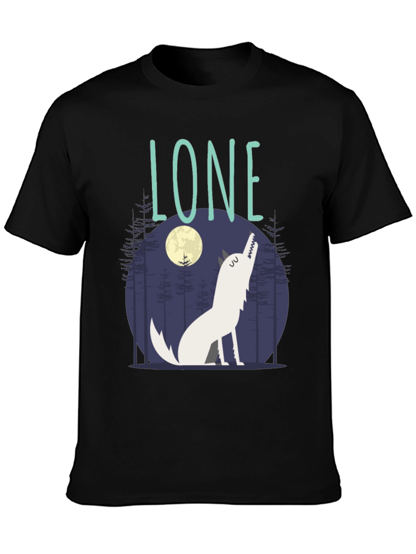 Lone Wolf Graphic Print Crew Neck T-Shirt