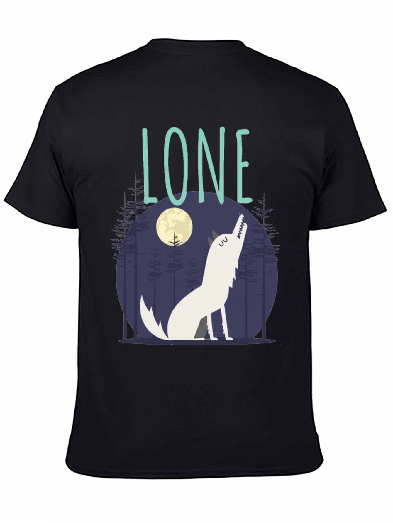 Lone Wolf Graphic Print Crew Neck T-Shirt