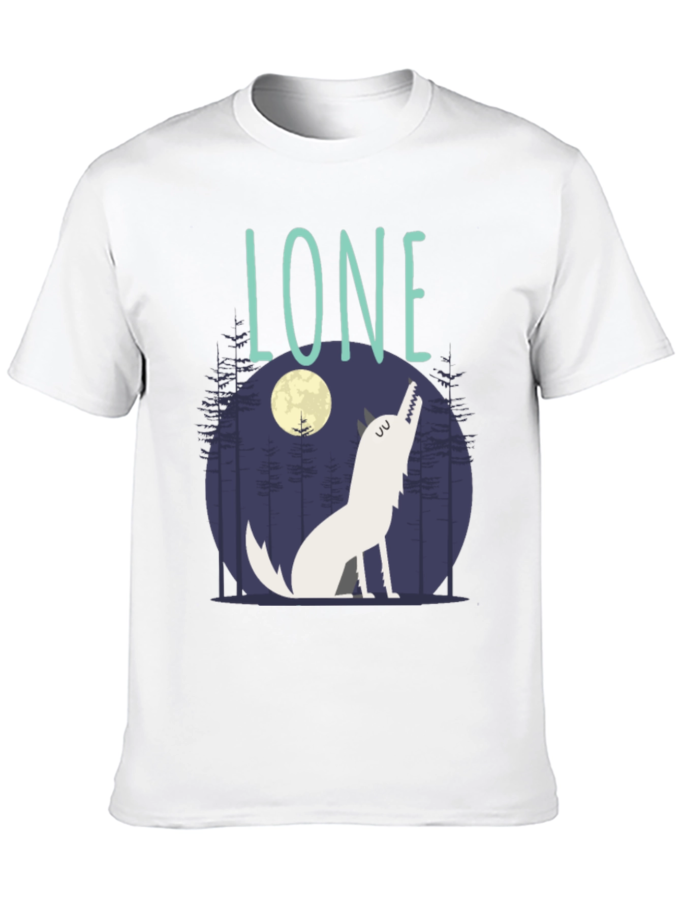Lone Wolf Graphic Print Crew Neck T-Shirt