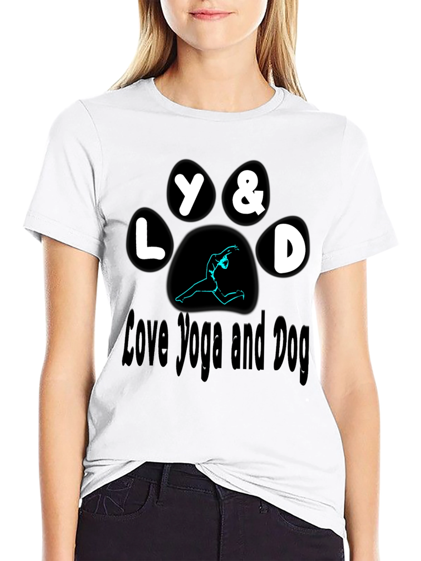 Love Yoga and Dog Paw Print T-Shirt