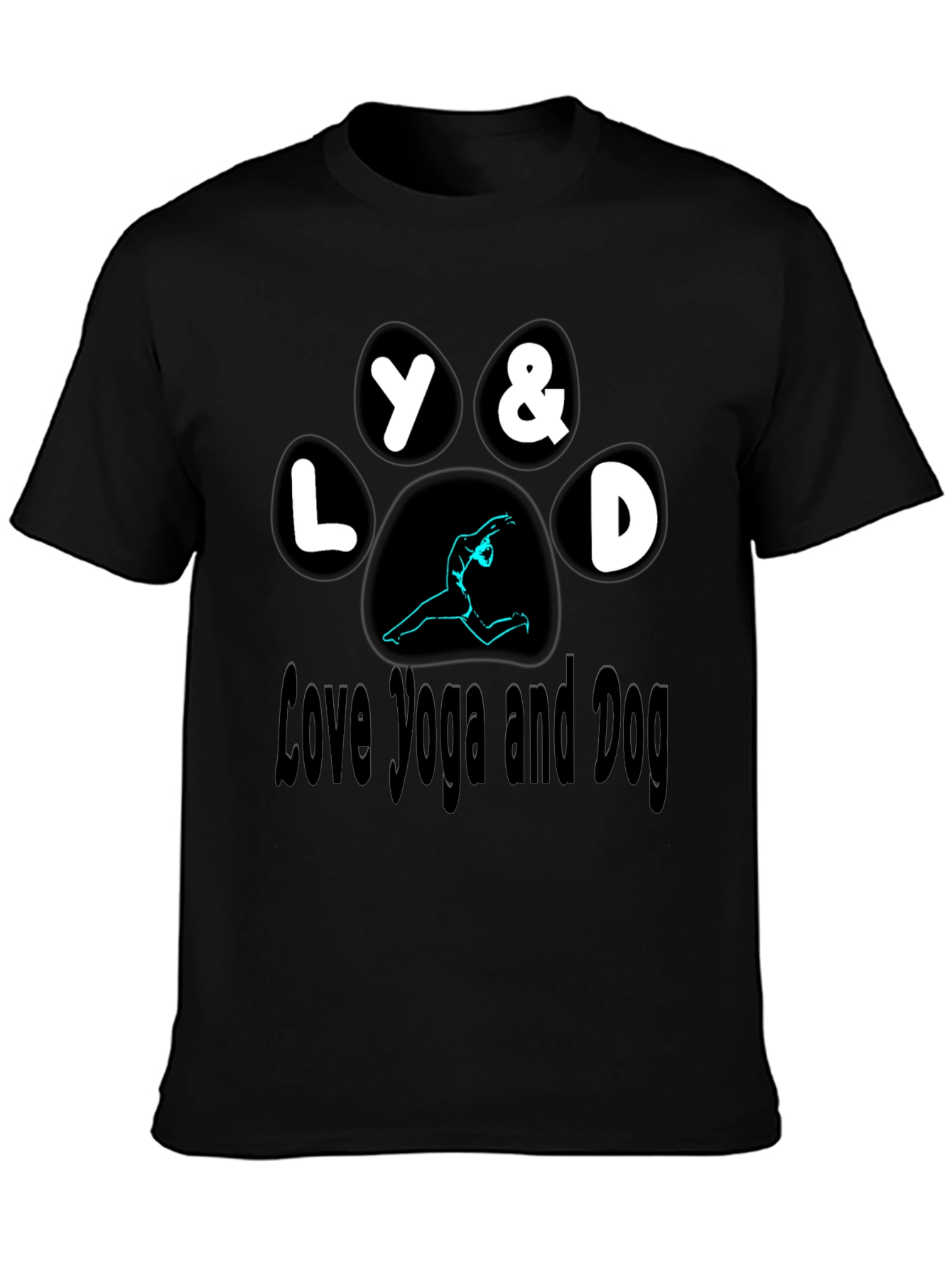 Love Yoga and Dog Paw Print T-Shirt