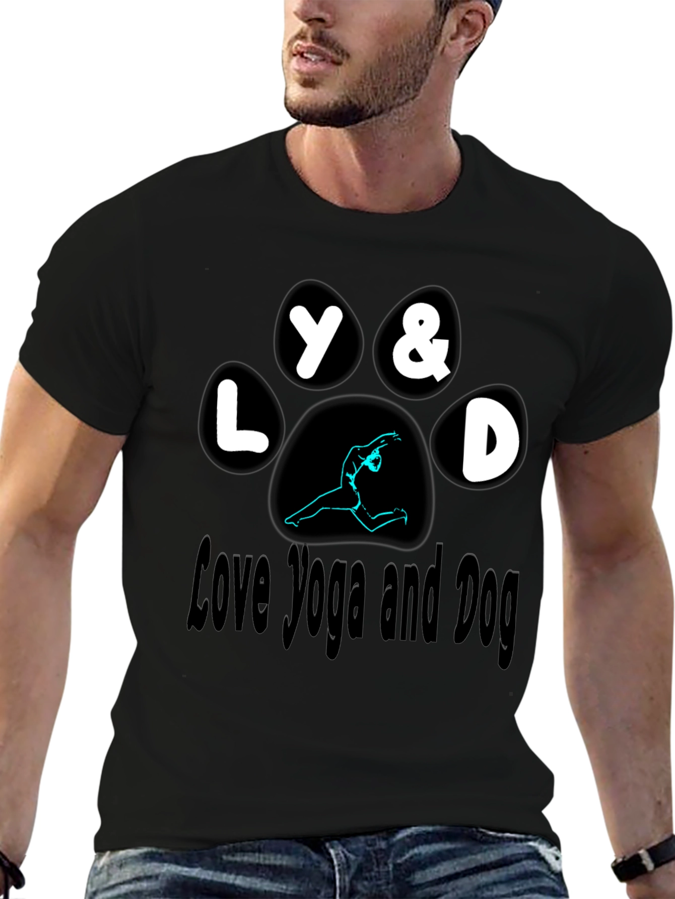 Love Yoga and Dog Paw Print T-Shirt