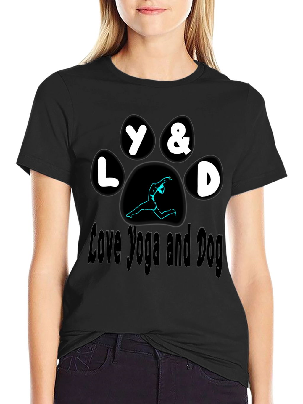 Love Yoga and Dog Paw Print T-Shirt