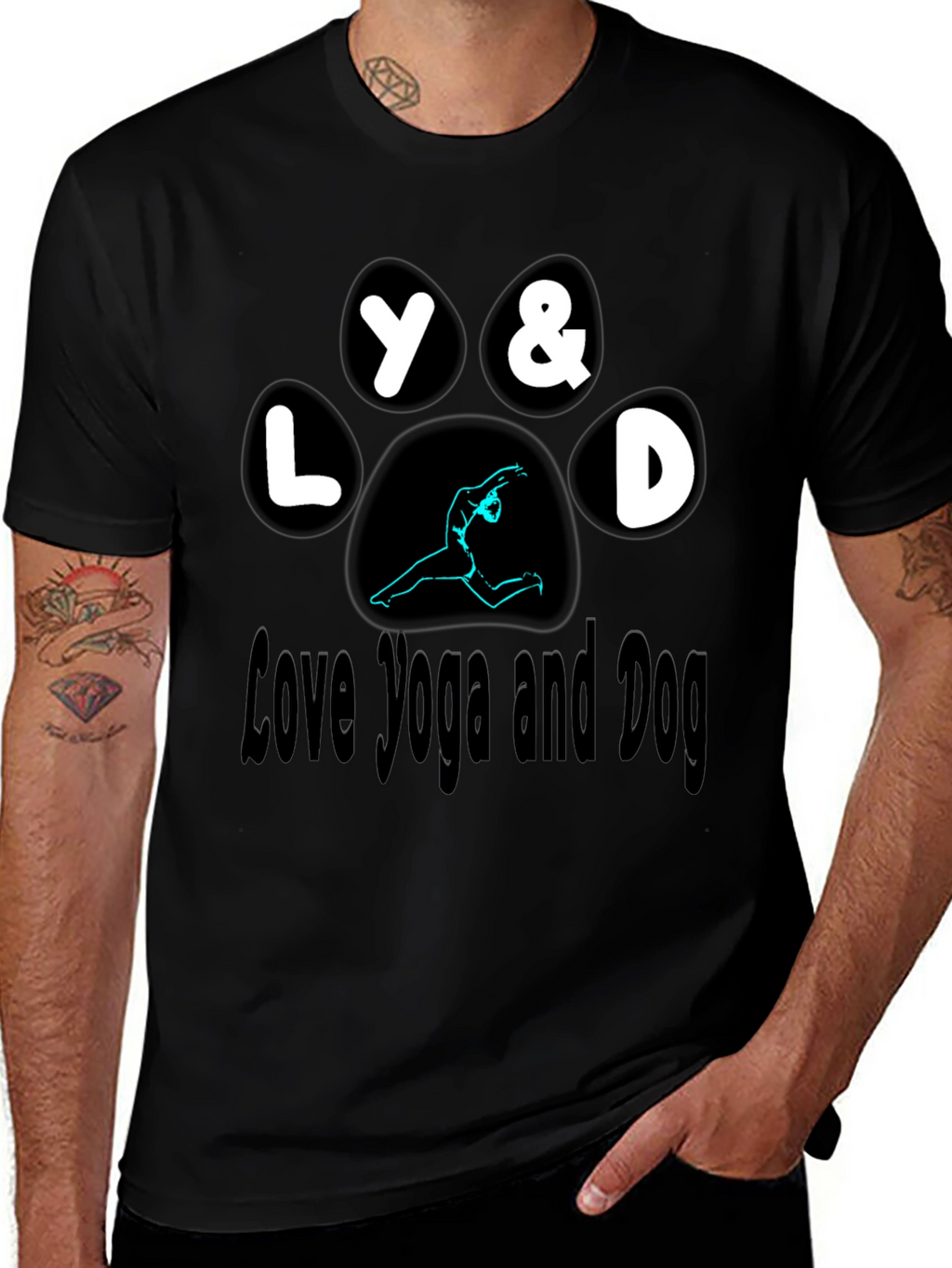 Love Yoga and Dog Paw Print T-Shirt