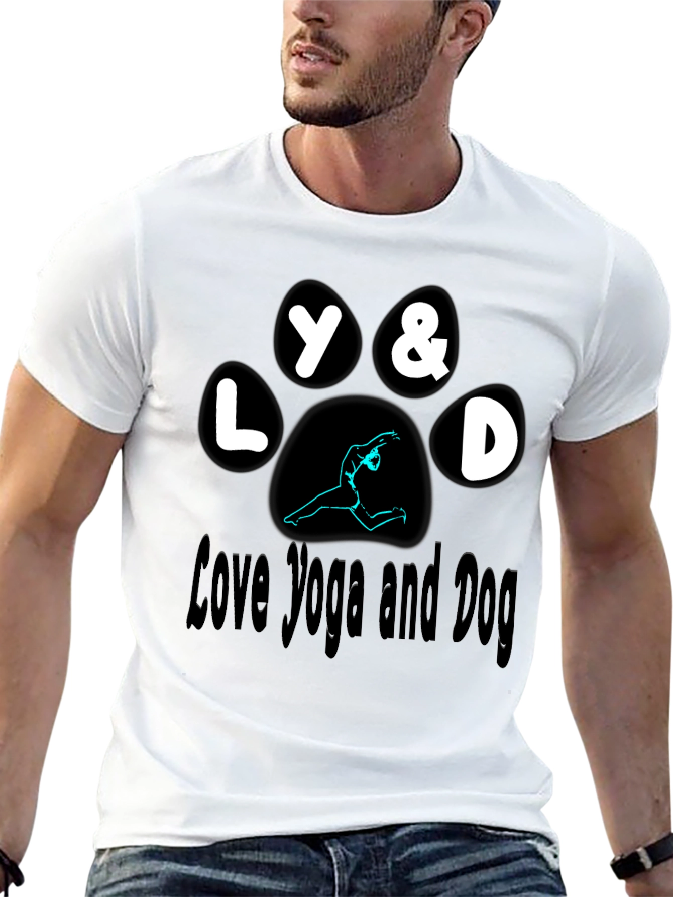 Love Yoga and Dog Paw Print T-Shirt