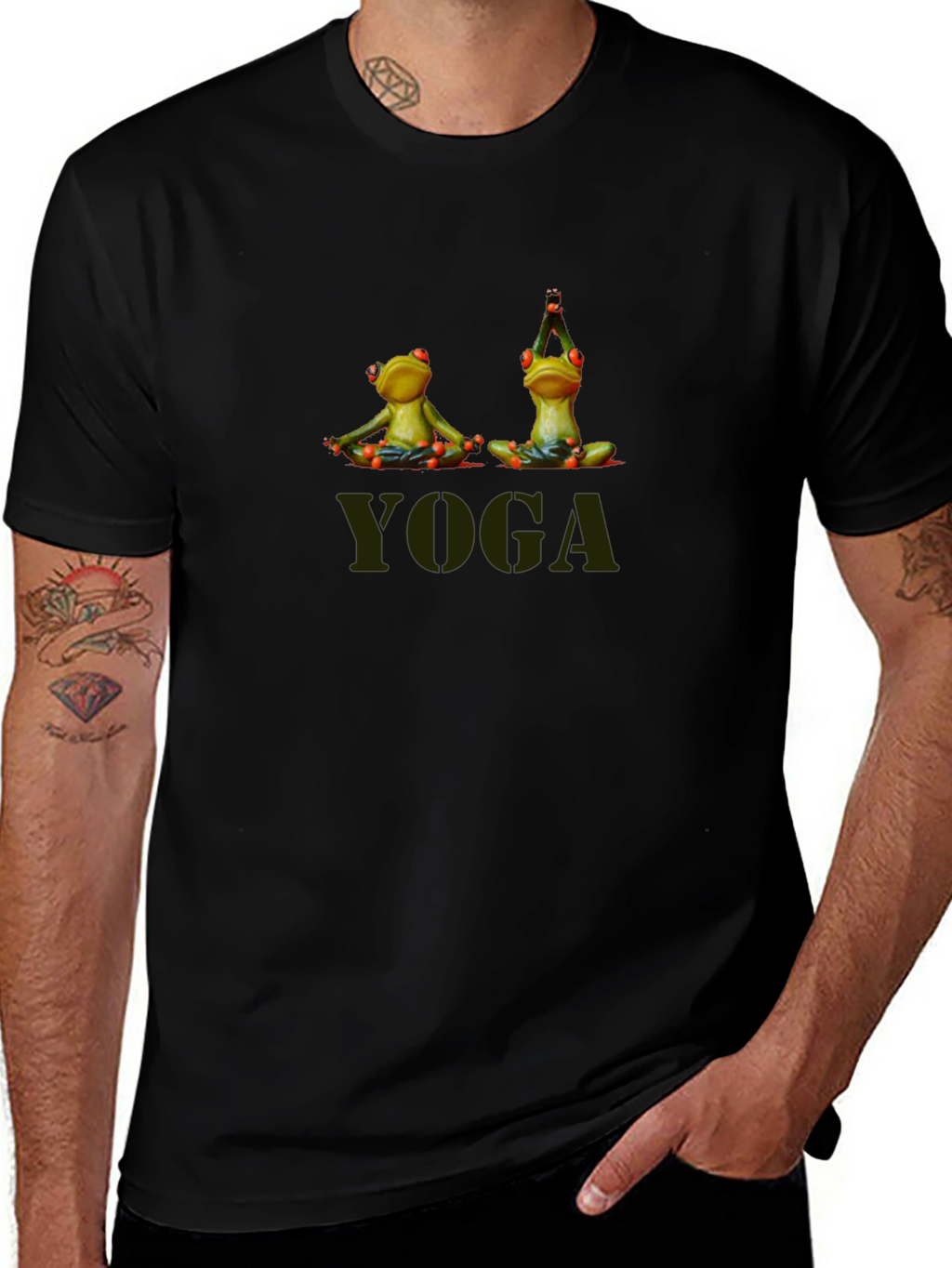 Yoga Frogs Mens Black T-Shirt
