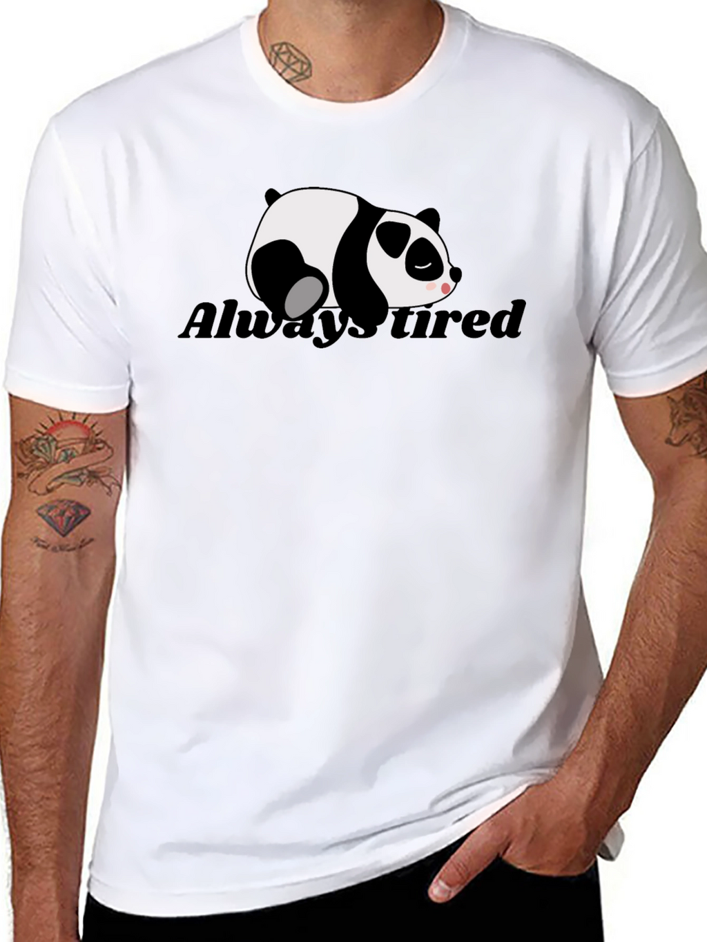 Always Tired Panda Graphic T-Shirt - Black