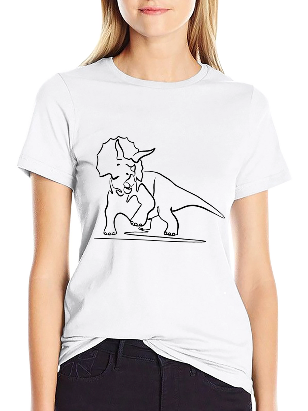 Triceratops Outline Graphic Tee - Casual Style