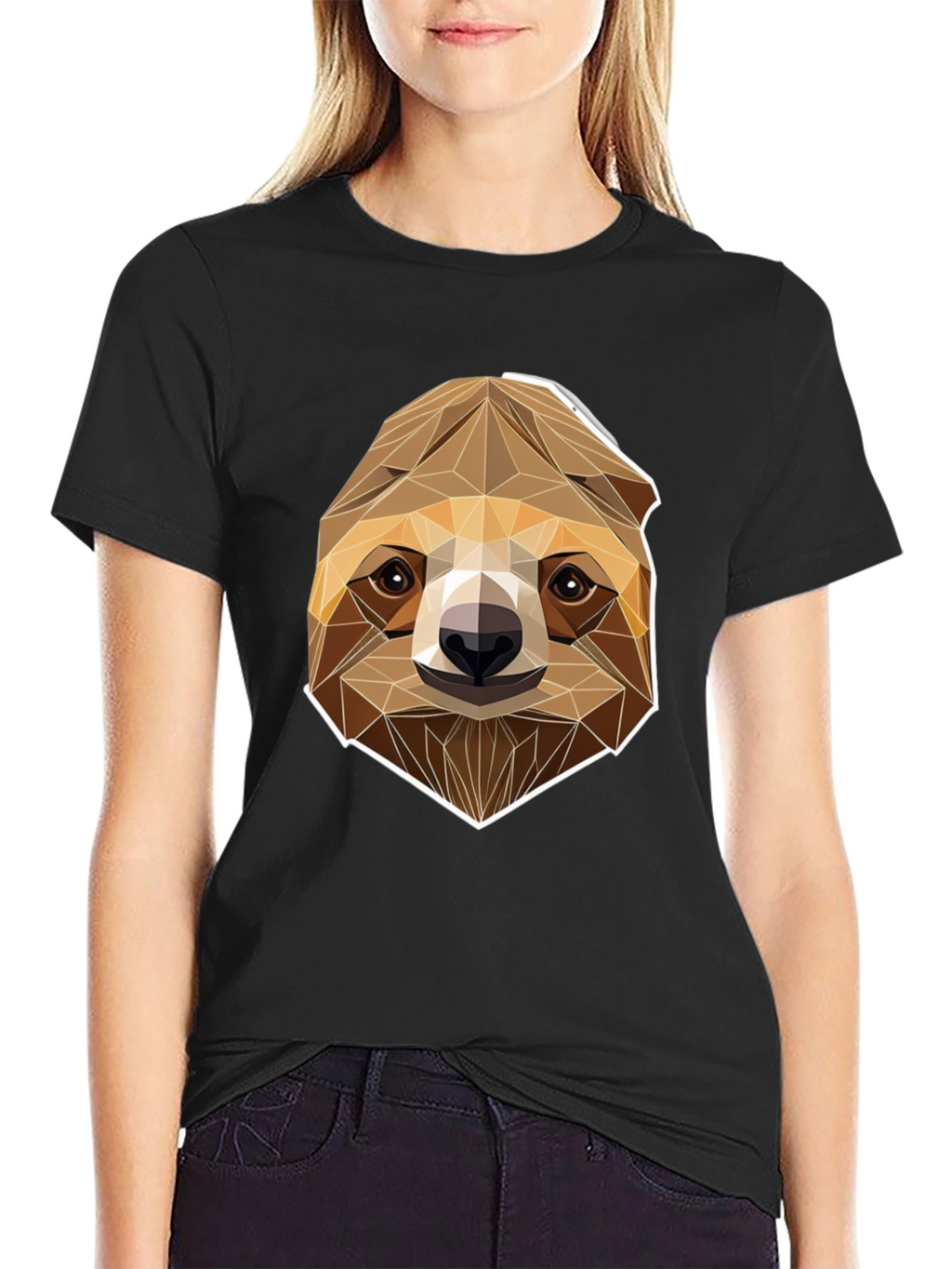 Geometric Sloth Graphic Tee - Modern Style