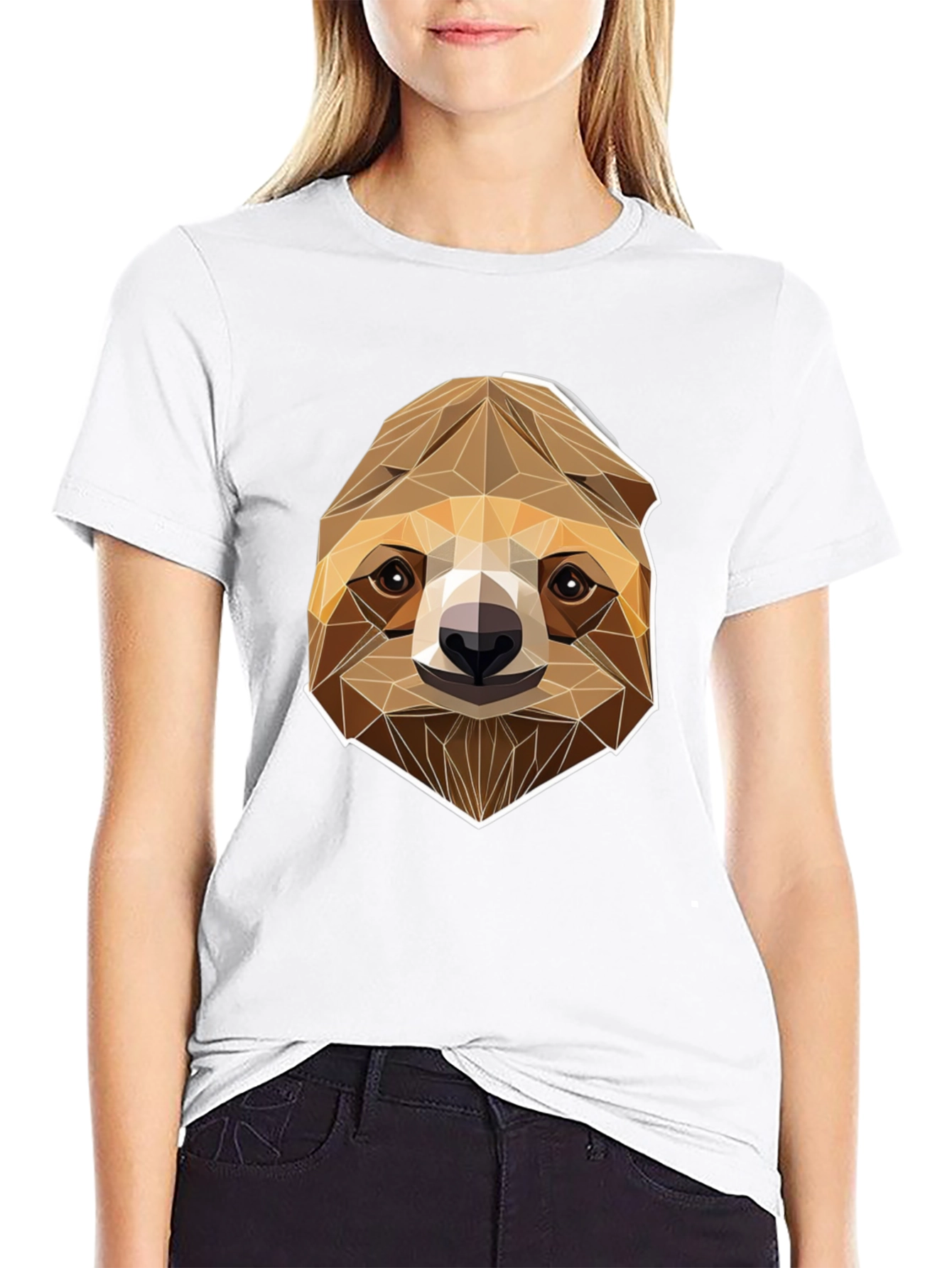 Geometric Sloth Graphic Tee - Modern Style