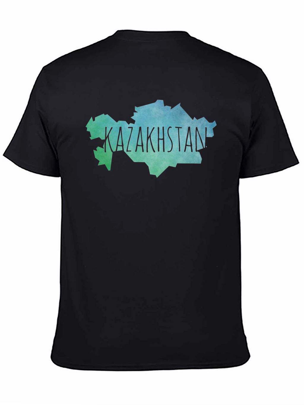 Kazakhstan Map T-Shirt - Black Crew Neck Tee