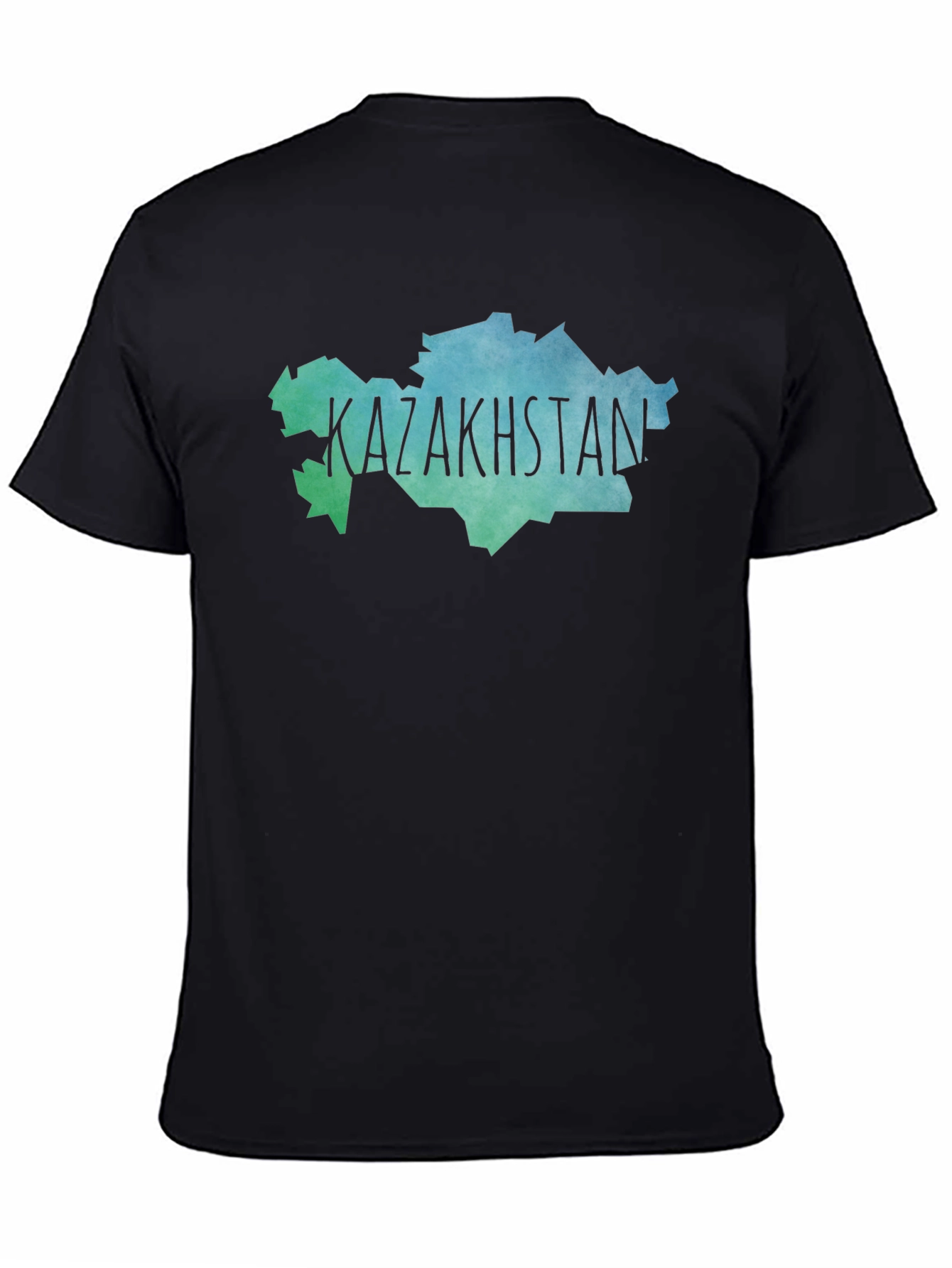 Kazakhstan Map T-Shirt - Black Crew Neck Tee