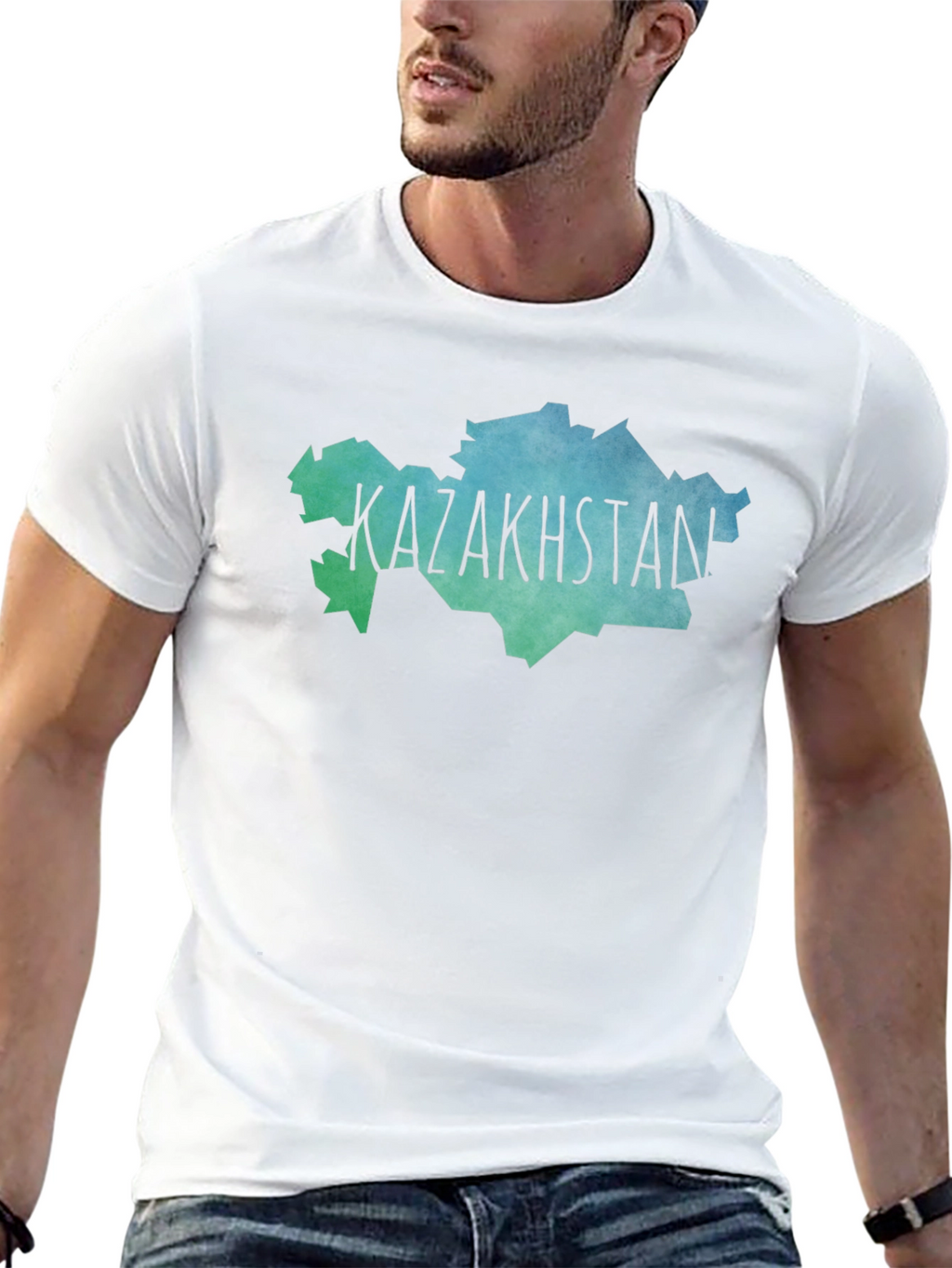 Kazakhstan Map T-Shirt - Black Crew Neck Tee