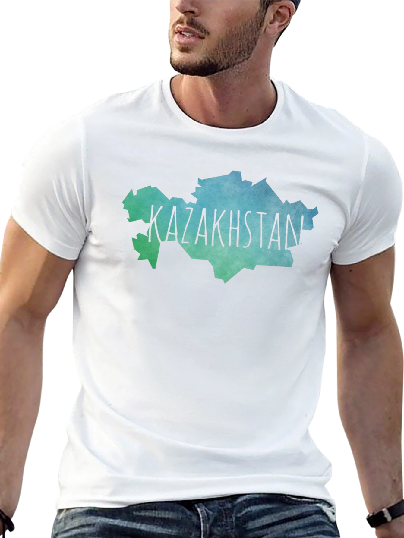 Kazakhstan Map T-Shirt - Black Crew Neck Tee