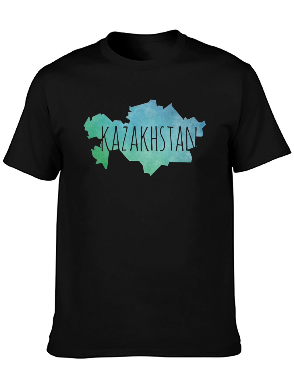 Kazakhstan Map T-Shirt - Black Crew Neck Tee