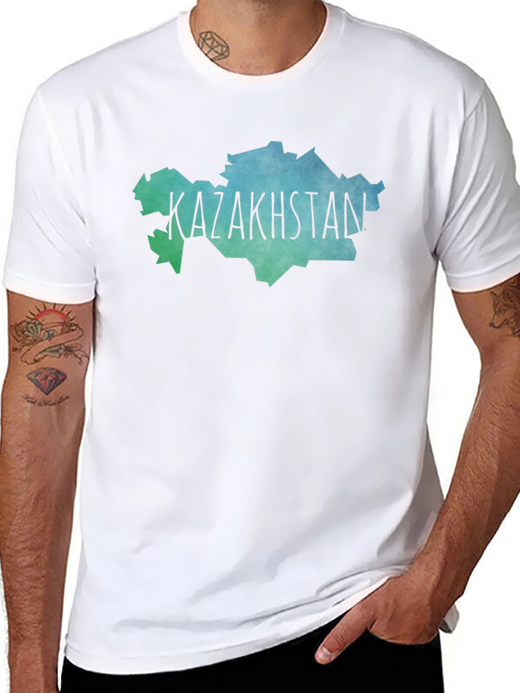 Kazakhstan Map T-Shirt - Black Crew Neck Tee