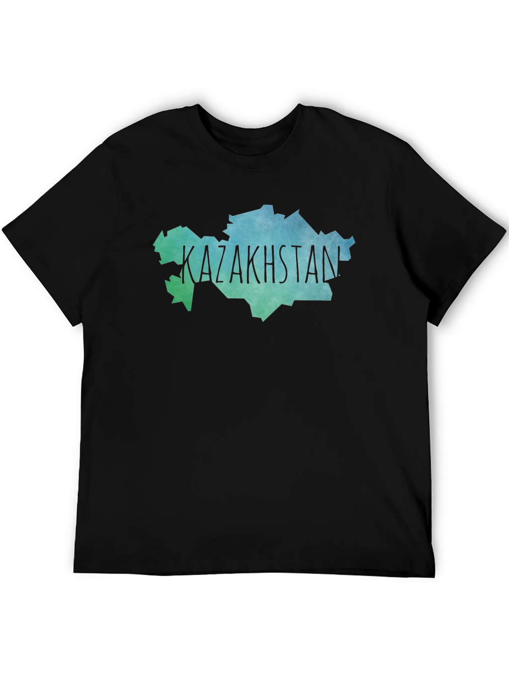 Kazakhstan Map T-Shirt - Black Crew Neck Tee