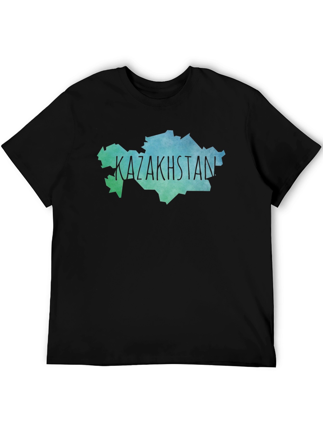 Kazakhstan Map T-Shirt - Black Crew Neck Tee