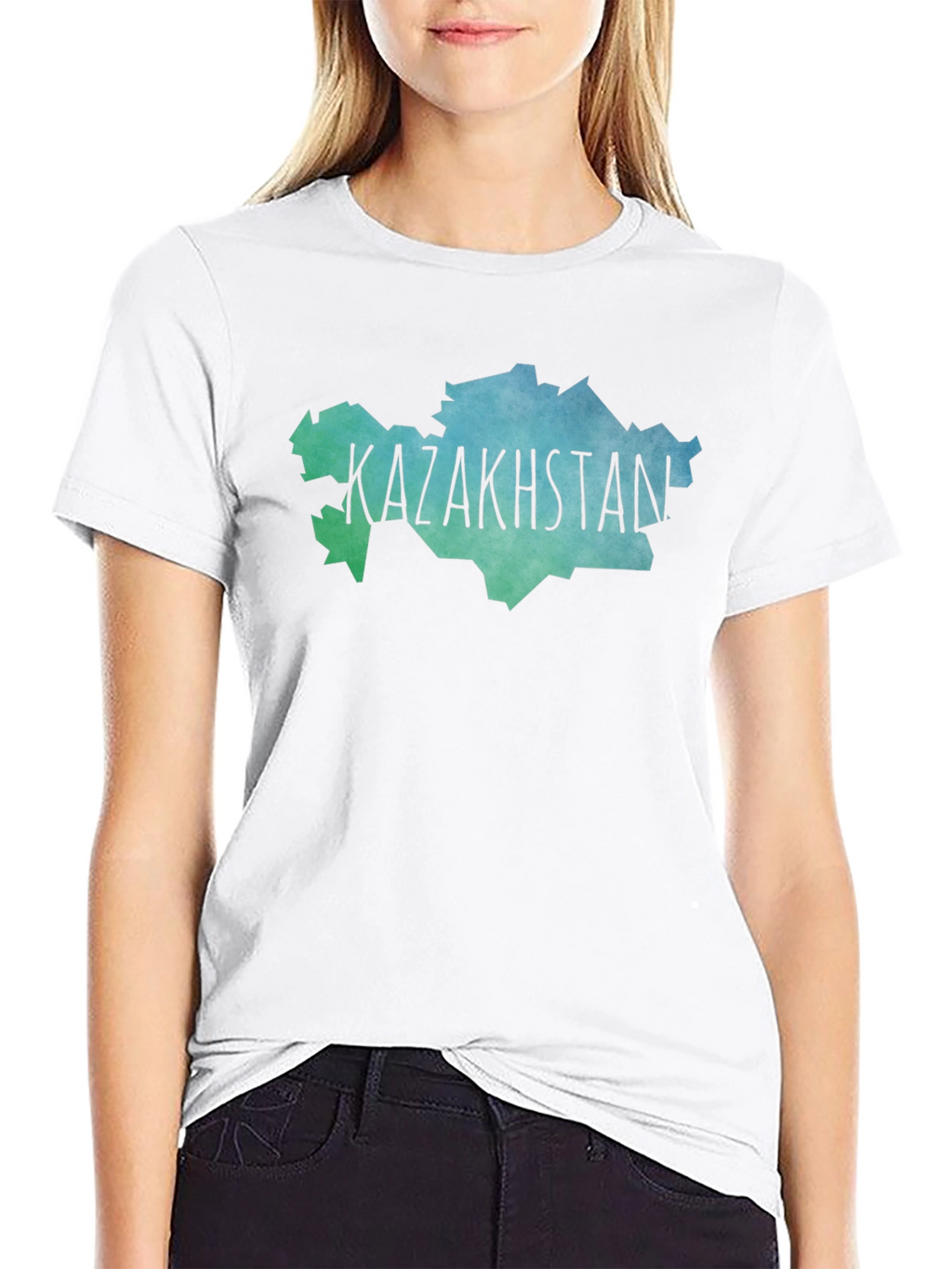 Kazakhstan Map T-Shirt - Black Crew Neck Tee
